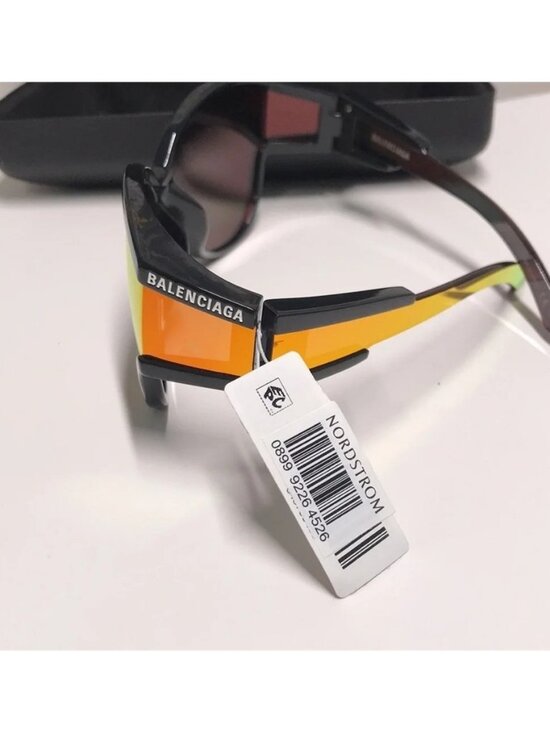 NEW AUTHENTIC“Balenciaga BB0038SA 004 Black & Orange Sunglasses – New w/ Case